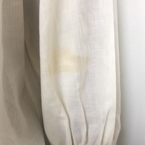 VTG 70s Carefree Fashions Cream Blouse Puff Sleeves Lace Boho Prairie Western - Picture 6 of 9